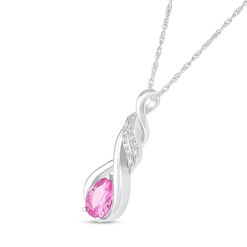 Pear-Shaped and White Lab-Created Sapphire Cascading Infinity Ribbon Pendant in Sterling Silver|Peoples Jewellers