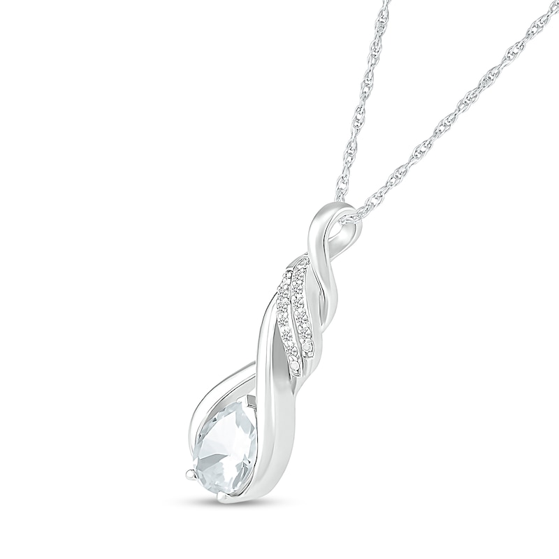 Pear-Shaped White Lab-Created Sapphire Cascading Infinity Ribbon Pendant in Sterling Silver
