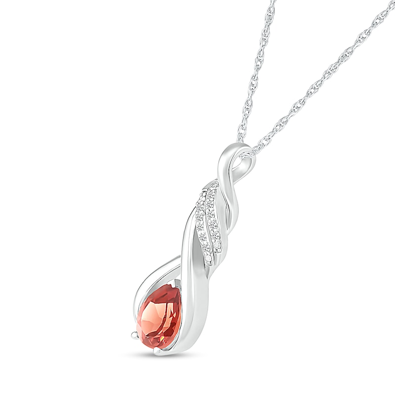 Pear-Shaped Garnet and White Lab-Created Sapphire Cascading Infinity Ribbon Pendant in Sterling Silver|Peoples Jewellers