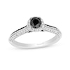 Enchanted Disney Villains Cruella 0.95 CT. T.W. Black and White Diamond and Garnet Engagement Ring in 14K White Gold