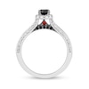 Enchanted Disney Villains Cruella 0.95 CT. T.W. Black and White Diamond and Garnet Engagement Ring in 14K White Gold