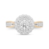 Enchanted Disney Belle 1.23 CT. T.W. Diamond Scallop Frame Double Row Engagement Ring in 14K Two-Tone Gold