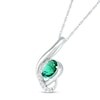 Oval Lab-Created Emerald and White Sapphire Ribbon Wrap Pendant in Sterling Silver