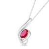 Thumbnail Image 1 of Oval Lab-Created Ruby and White Sapphire Ribbon Wrap Pendant in Sterling Silver