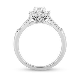 Enchanted Disney Elsa 0.69 CT. T.W. Diamond Snowflake Frame Split Shank Engagement Ring in 14K White Gold