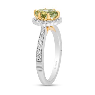 Enchanted Disney Tiana Oval Green Quartz and 0.29 CT. T.W. Diamond Claw Prong Engagement Ring in 14K Two-Tone Gold