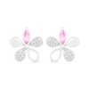 Thumbnail Image 2 of Marquise Pink and White Lab-Created Sapphire Flower Stud Earrings in Sterling Silver