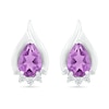 Thumbnail Image 2 of Pear-Shaped Amethyst and White Lab-Created Sapphire Shadow Flame Stud Earrings in Sterling Silver
