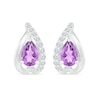 Thumbnail Image 2 of Pear-Shaped Amethyst and White Lab-Created Sapphire Teardrop Frame Stud Earrings in Sterling Silver