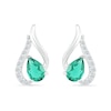 Thumbnail Image 3 of Pear-Shaped Lab-Created Emerald and White Sapphire Tilted Flame Stud Earrings in Sterling Silver