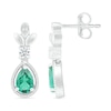 Thumbnail Image 1 of Pear-Shaped Lab-Created Emerald and White Sapphire Floral Vintage-Style Drop Earrings in Sterling Silver