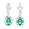 Thumbnail Image 2 of Pear-Shaped Lab-Created Emerald and White Sapphire Floral Vintage-Style Drop Earrings in Sterling Silver