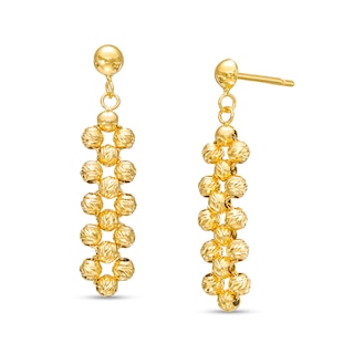 Italian Gold Diamond-Cut Beaded Drop Earrings in 18K Gold