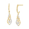 Thumbnail Image 0 of 0.20 CT. T.W. Multi-Diamond Dangle Flame and Infinity Interlocking Drop Earrings in 10K Gold