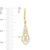 Thumbnail Image 2 of 0.20 CT. T.W. Multi-Diamond Dangle Flame and Infinity Interlocking Drop Earrings in 10K Gold
