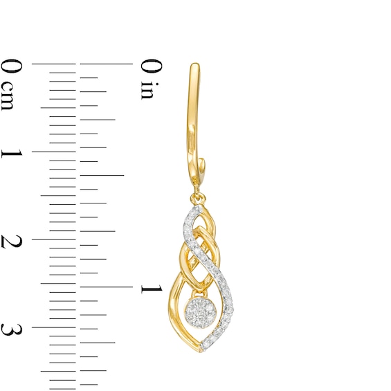 0.20 CT. T.W. Multi-Diamond Dangle Flame and Infinity Interlocking Drop Earrings in 10K Gold