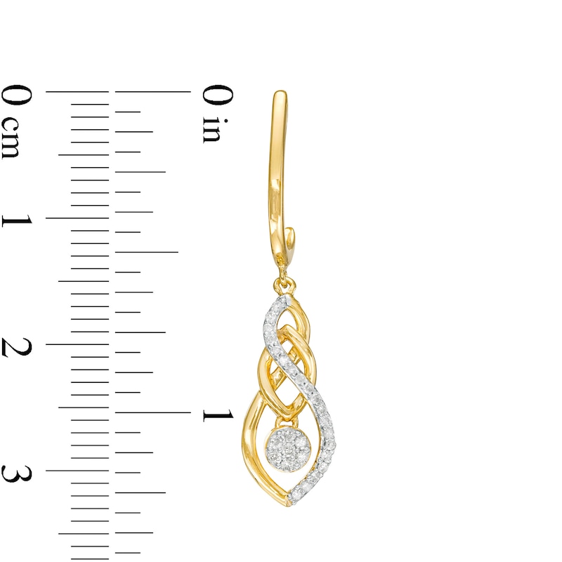 0.20 CT. T.W. Multi-Diamond Dangle Flame and Infinity Interlocking Drop Earrings in 10K Gold|Peoples Jewellers