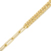 Curb and Paper Clip Chain Reversible Bracelet in Hollow 14K Gold - 7.5"