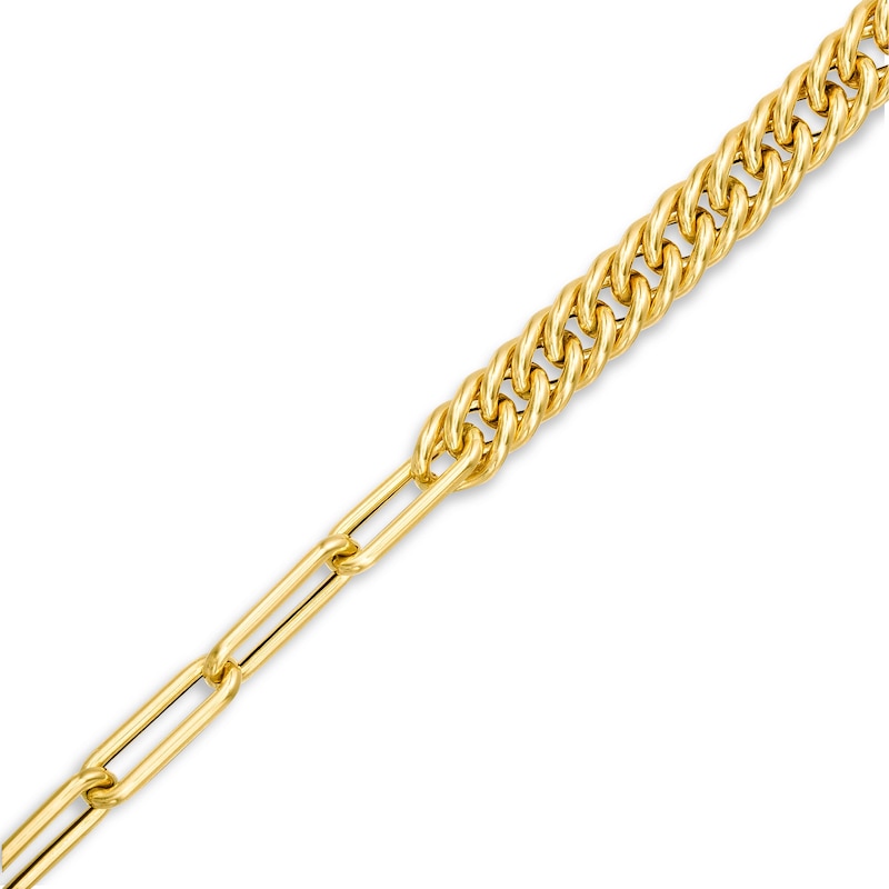 Curb and Paper Clip Chain Reversible Bracelet in Hollow 14K Gold - 7.5"|Peoples Jewellers