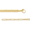 Curb and Paper Clip Chain Reversible Bracelet in Hollow 14K Gold - 7.5"