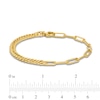 Curb and Paper Clip Chain Reversible Bracelet in Hollow 14K Gold - 7.5"