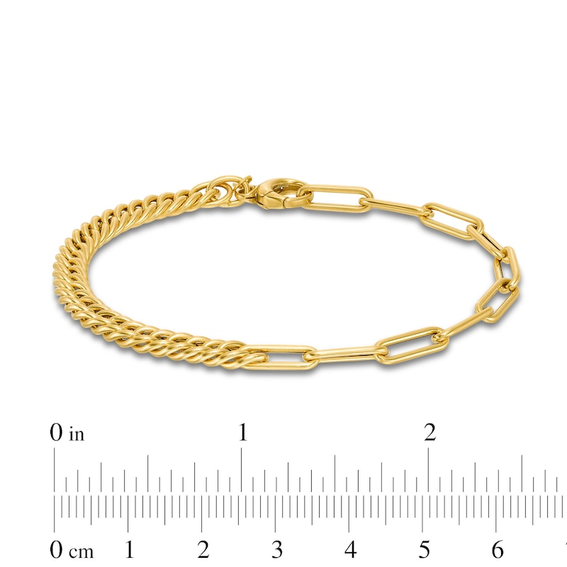 Curb and Paper Clip Chain Reversible Bracelet in Hollow 14K Gold - 7.5"|Peoples Jewellers