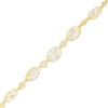 Thumbnail Image 0 of Italian Gold Oval and Briolette Cubic Zirconia Alternating Mesh Bracelet in 14K Gold – 7.5"