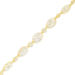 Italian Gold Oval and Briolette Cubic Zirconia Alternating Mesh Bracelet in 14K Gold – 7.5&quot;