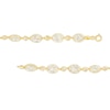 Thumbnail Image 2 of Italian Gold Oval and Briolette Cubic Zirconia Alternating Mesh Bracelet in 14K Gold – 7.5"