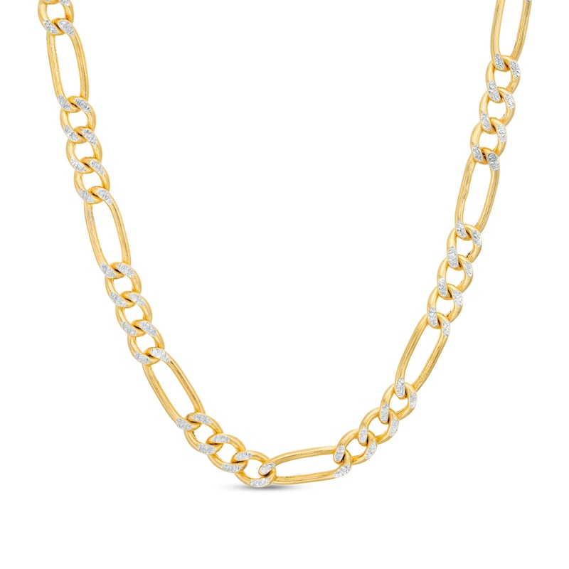 4.5mm Diamond-Cut Figaro Chain Necklace in Hollow 14K Two-Tone Gold - 20"