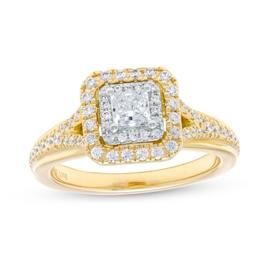 Vera Wang Love Collection 0.58 CT. T.W. Princess-Cut Diamond Double Frame Engagement Ring in 14K Gold (I/SI2)