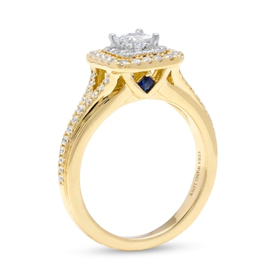 Vera Wang Love Collection 0.58 CT. T.W. Princess-Cut Diamond Double Frame Engagement Ring in 14K Gold (I/SI2)