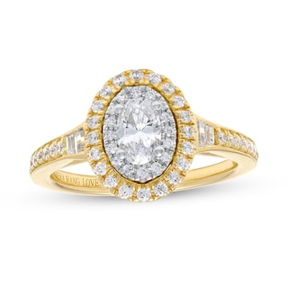 Vera Wang Love Collection 0.69 CT. T.W. Oval Diamond Double Frame Engagement Ring in 14K White Gold (I/SI2