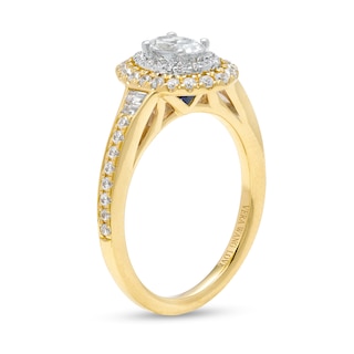 Vera Wang Love Collection 0.69 CT. T.W. Oval Diamond Double Frame Engagement Ring in 14K White Gold (I/SI2