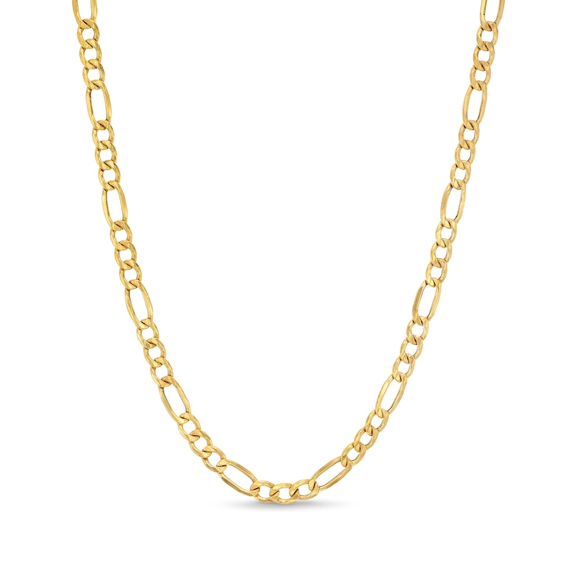 Main Image 1 of 3.4mm Diamond-Cut Figaro Chain Necklace in Hollow 10K Gold - 18&quot;