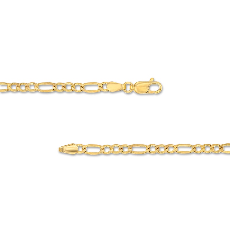 Main Image 3 of 3.4mm Diamond-Cut Figaro Chain Necklace in Hollow 10K Gold - 18&quot;