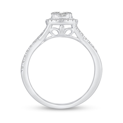 0.45 CT. T.W. Multi-Diamond Frame Twist Shank Engagement Ring in 14K Gold