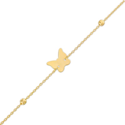 Child's Bead Station Butterfly Bracelet in 14K Gold – 6.0"