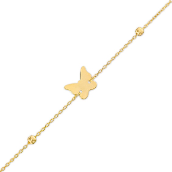 Child's Bead Station Butterfly Bracelet in 14K Gold – 6.0"