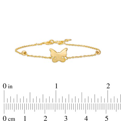 Child's Bead Station Butterfly Bracelet in 14K Gold – 6.0"