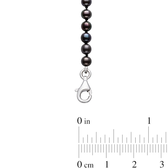 3.0-7.0mm Dyed Black Freshwater Cultured Pearl Graduated Necklace in Sterling Silver