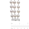 Thumbnail Image 1 of 7.0-8.0mm Oval Freshwater Cultured Pearl Triple Strand Necklace in Sterling Silver – 22"