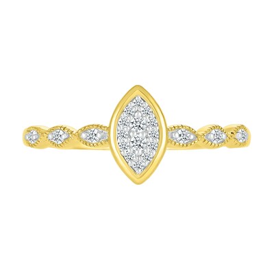 0.13 CT. T.W. Marquise-Shaped Multi-Diamond Scallop Shank Promise Ring in 10K Gold