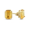 Emerald-Cut Citrine Outline Frame Stud Earrings in 14K Gold