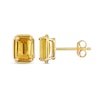 Emerald-Cut Citrine Outline Frame Stud Earrings in 14K Gold