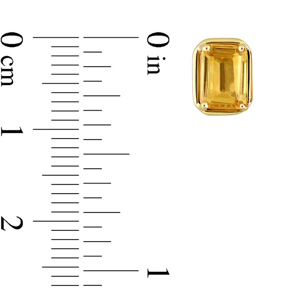 Emerald-Cut Citrine Outline Frame Stud Earrings in 14K Gold