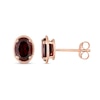 Oval Garnet Outline Frame Stud Earrings in 14K Rose Gold