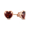 Thumbnail Image 0 of Heart-Shaped Garnet Outline Frame Stud Earrings in 14K Rose Gold