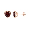 Thumbnail Image 2 of Heart-Shaped Garnet Outline Frame Stud Earrings in 14K Rose Gold