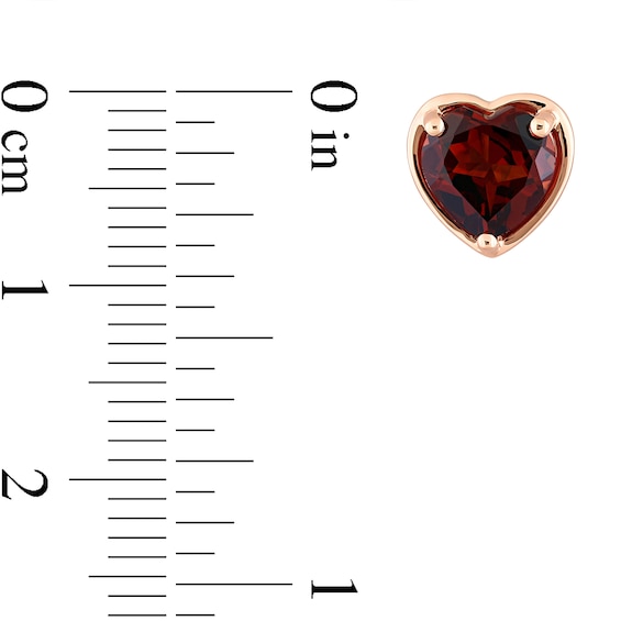 Heart-Shaped Garnet Outline Frame Stud Earrings in 14K Rose Gold